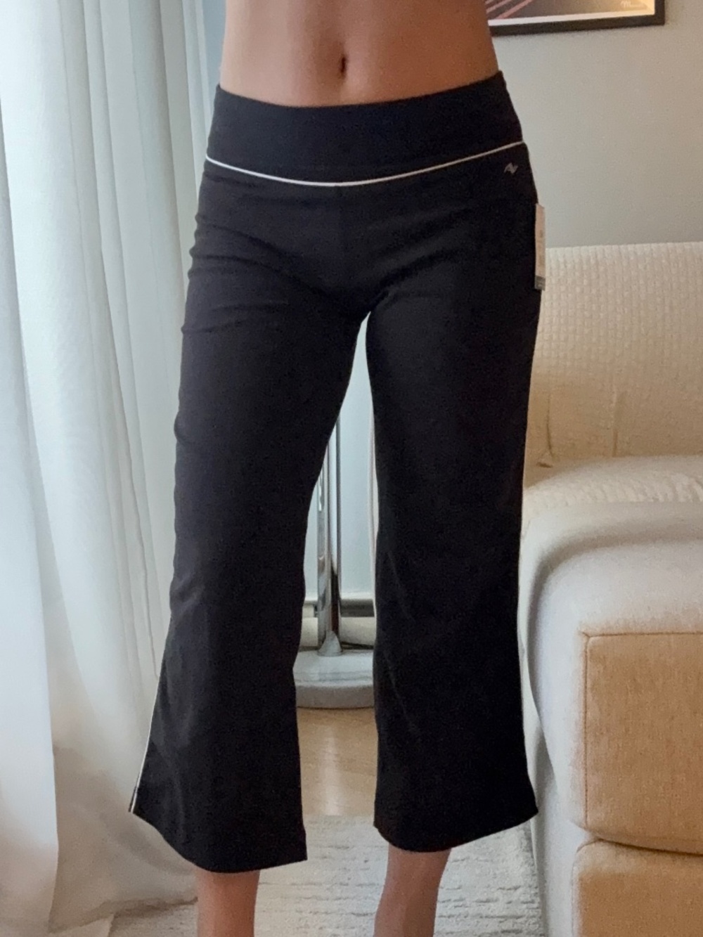 โก Black Stripe Wide Leg Cargo Yoga Pants โก